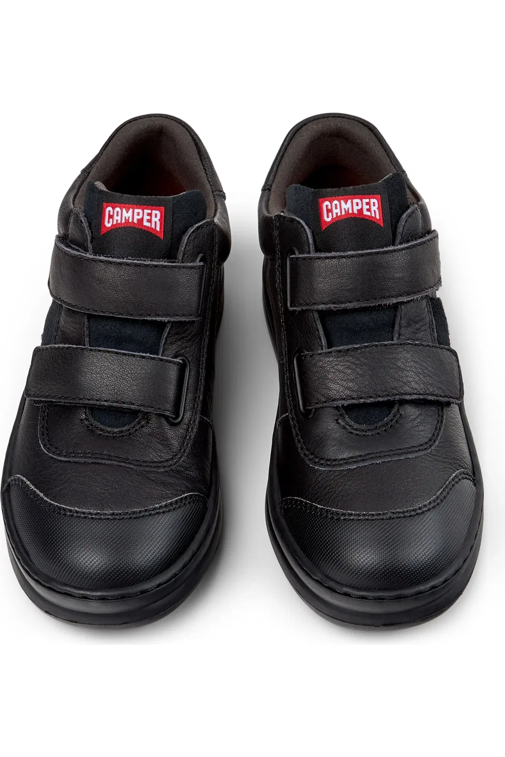 Кроссовки детские Camper Runner на липучках, кожаные, черные — фото 4