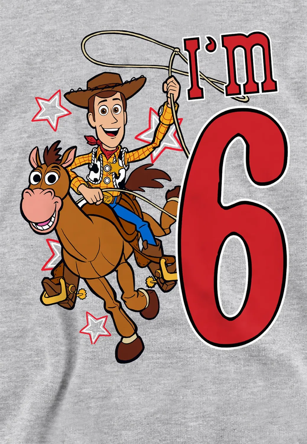 Детский худи с принтом Toy Story Birthday Woody I'm 6, Disney, Grey — фото 2