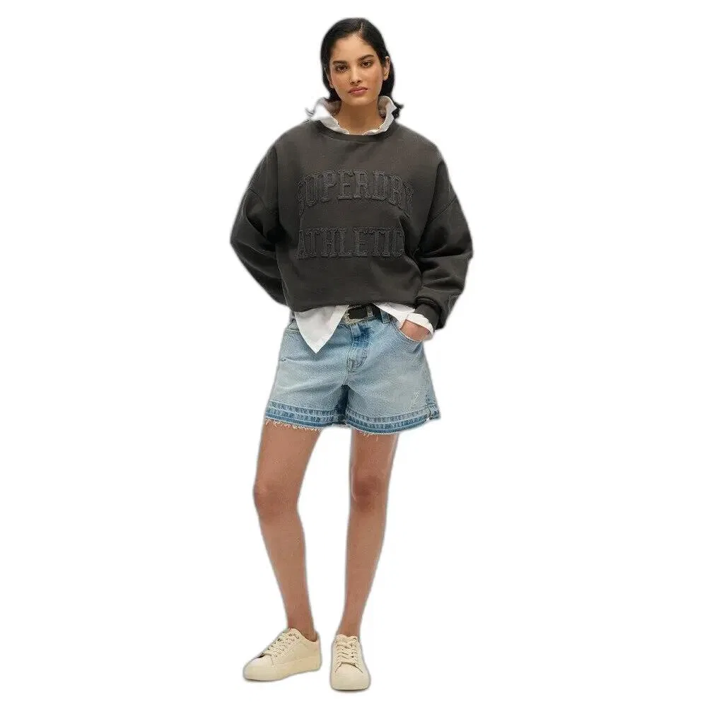 Женский свитшот оверсайз Athletic Tonal Applique Crew Superdry, Grau / Kohlengrau — фото 3