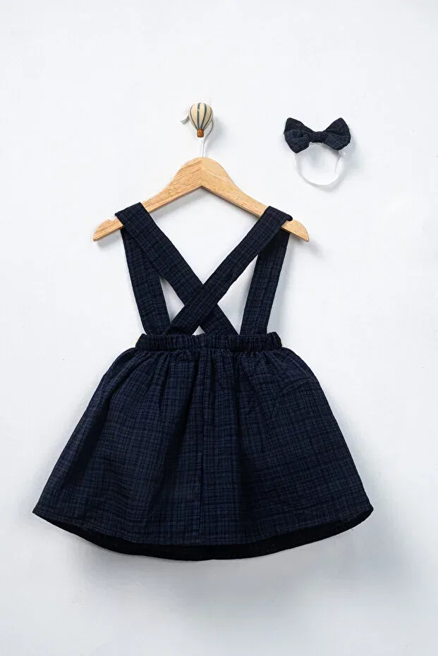 Детский комплект платьев-сарафанов из муслина с банданой 2 шт., Furyatex, Navy Blue — фото 3