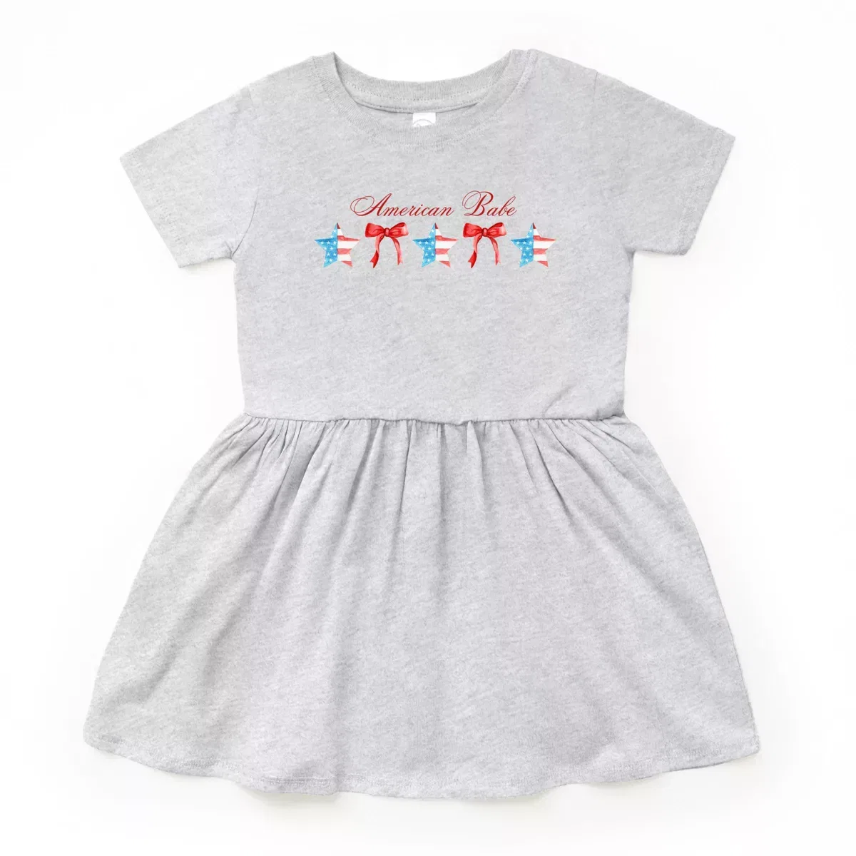 Детское платье для девочек с принтом American Babe Star Bow Coquette The Juniper Shop, Heather Grey