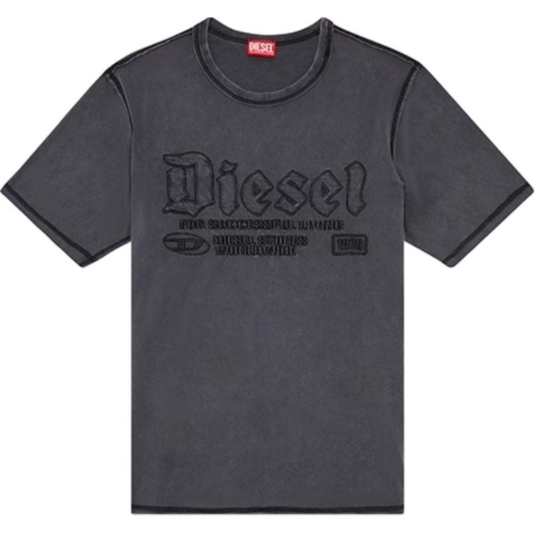 Детская футболка с вышитым логотипом Diesel, серый — фото 3