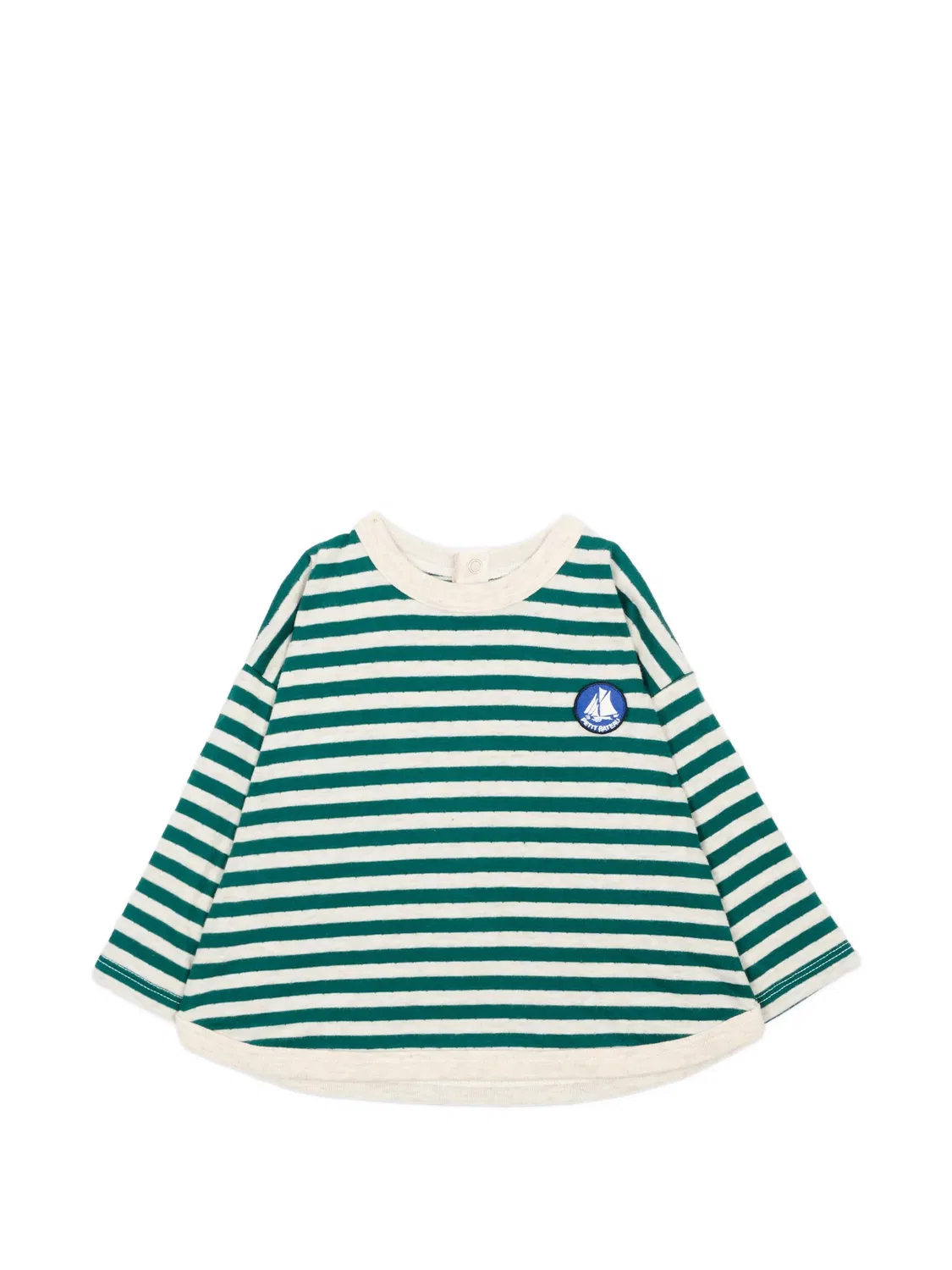 Полосатая футболка с нашивкой-логотипом Petit Bateau, зеленый