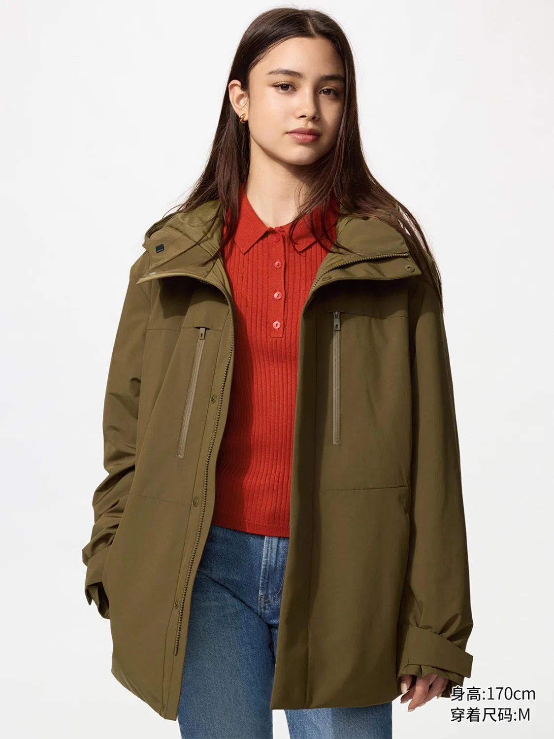 Куртка с капюшоном Uniqlo, темно-бежевый — фото 4