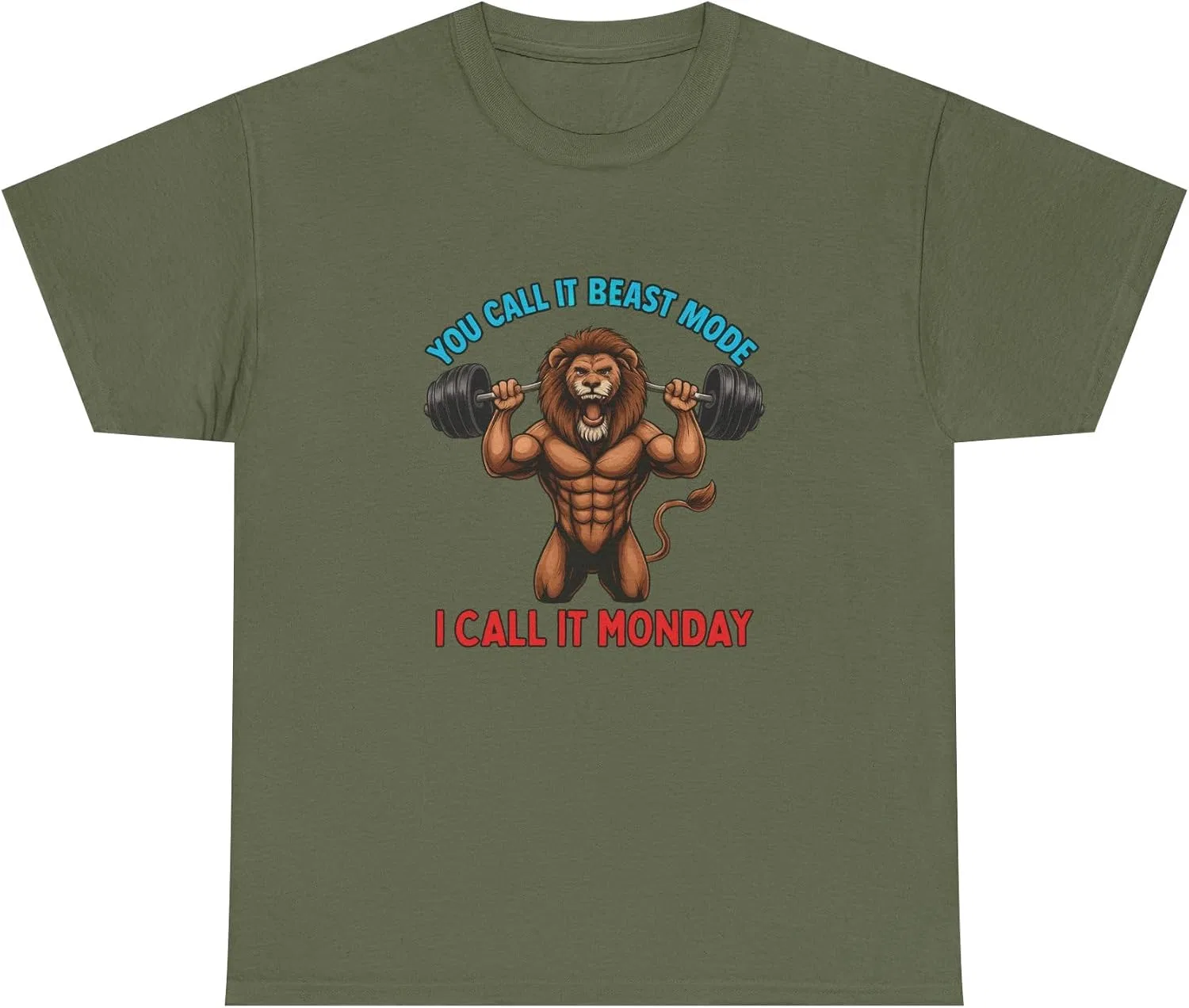 Футболка с принтом льва Beast Mode, Military Green