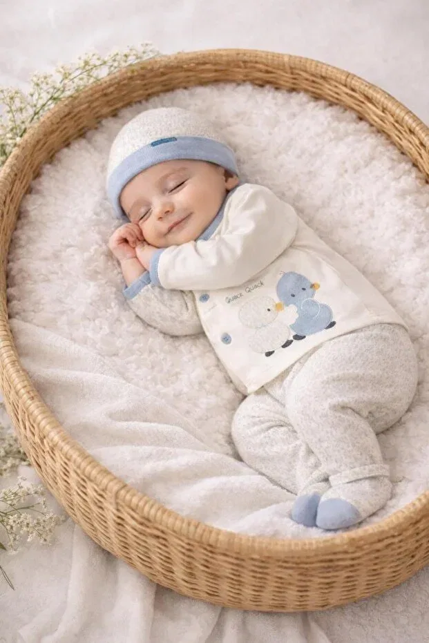 Детское боди-комплект для новорожденных мальчиков с принтом Duck Bys Baby Fashion, White Blue