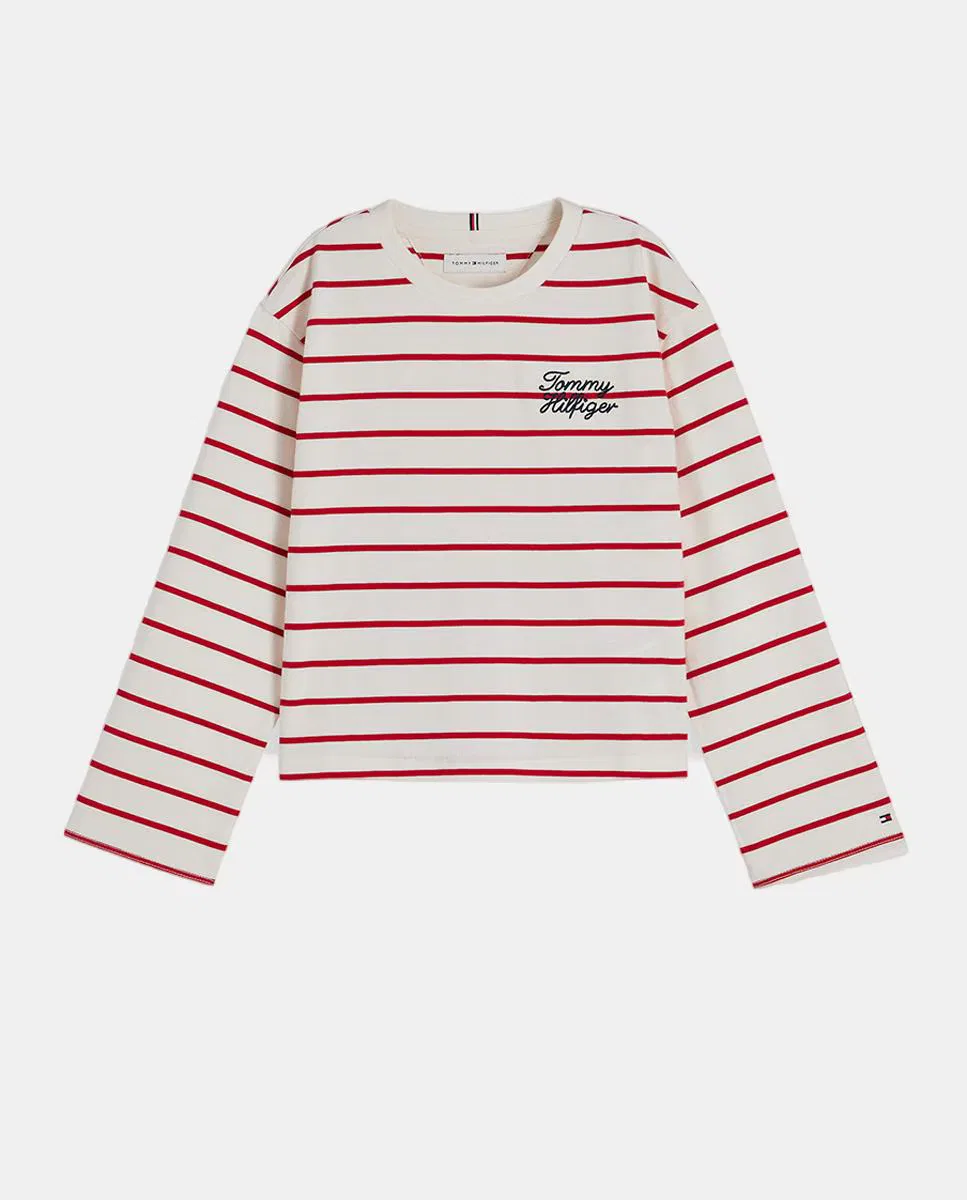 Детская футболка с длинным рукавом, Logo, Tommy Hilfiger, красный