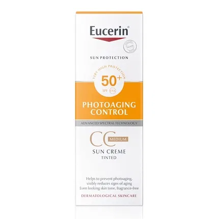 Солнцезащитный крем с тоном средним Eucerin Photoaging Control CC SPF50+, 50 мл, Medium