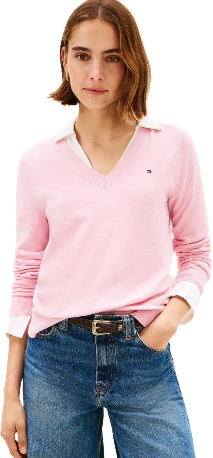 Женский джемпер с V-образным вырезом Tommy Hilfiger, Bonita Pink