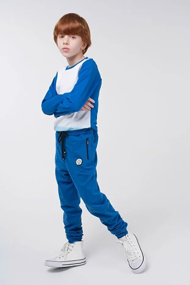 Детские спортивные штаны для мальчиков скинни Brz Kids, Blue — фото 3