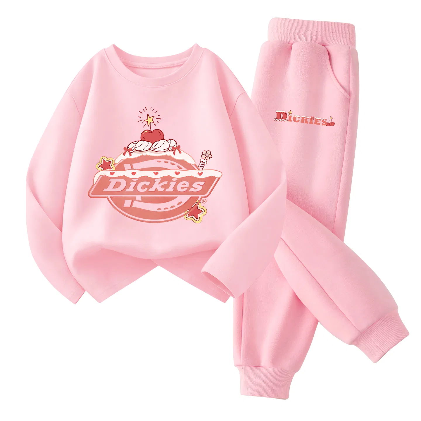 Детский комплект из футера с принтом Starry Cake Logo Dickies, Light Pink/K Pink