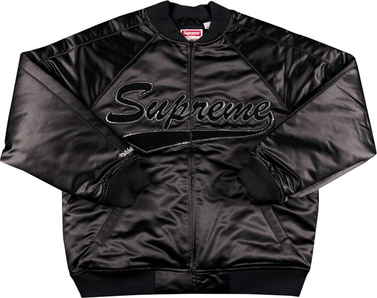 

Куртка Supreme x Mitchell & Ness Sequin Logo Varsity Jacket 'Black', черный