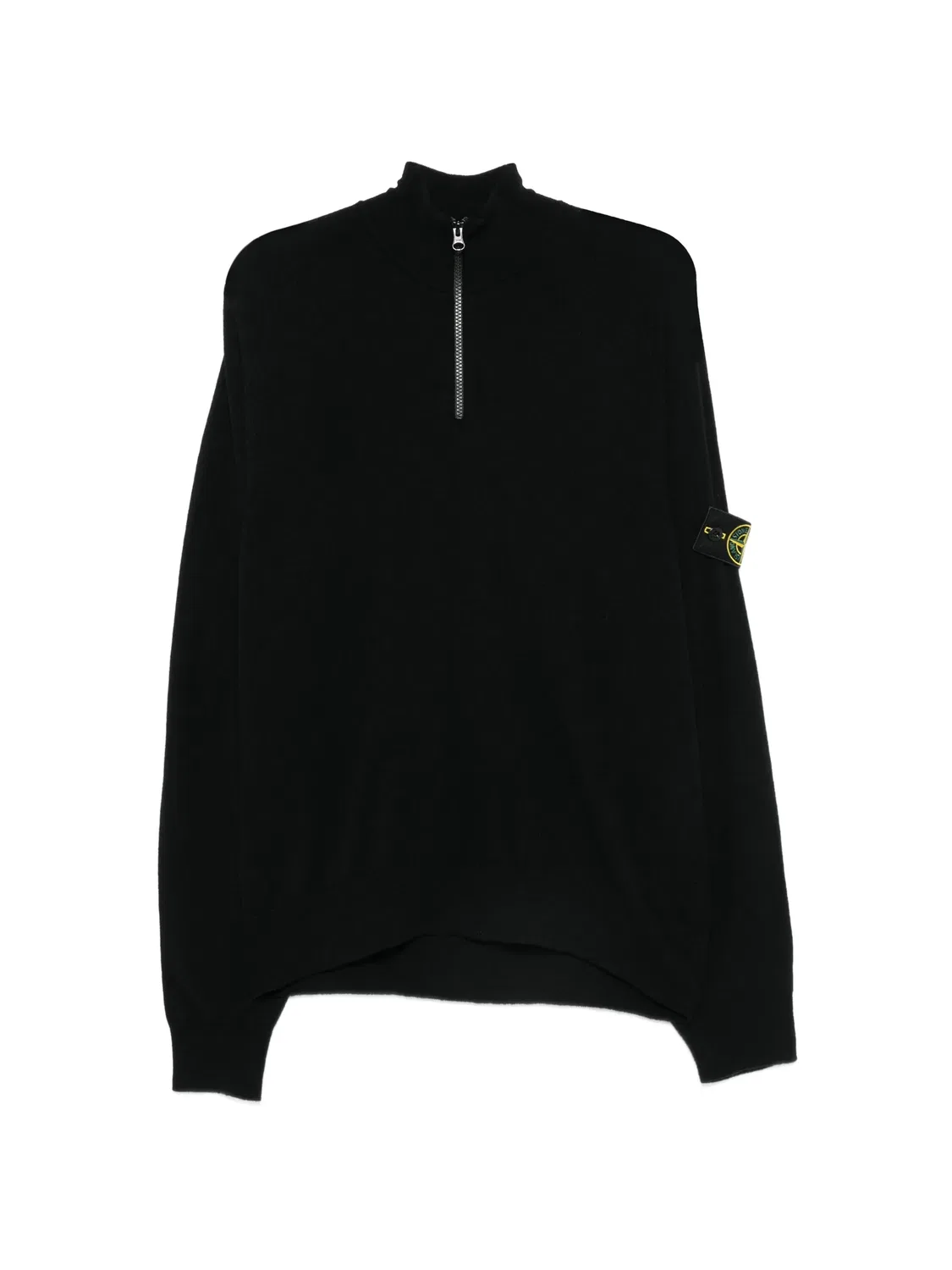 Stone Island Шерстяной свитер на молнии, черный