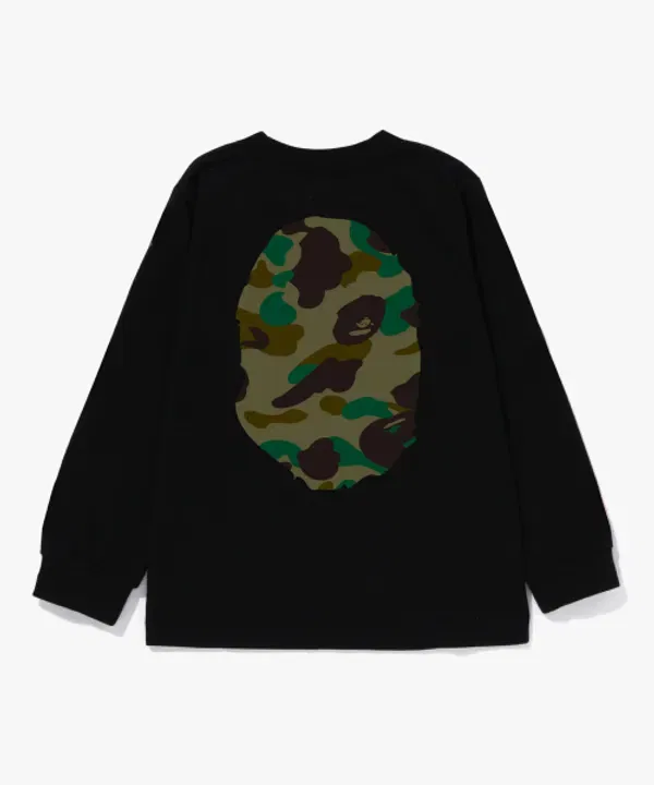 Футболка с длинным рукавом Big Ape Head Camo, Bape, зеленая — фото 2