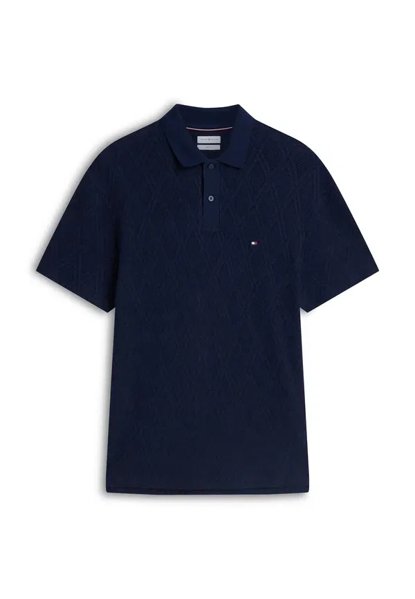 Поло хлопковое Jacquard Tommy Hilfiger, темно-синий — фото 4