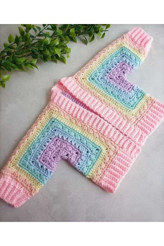 Детский кардиган для девочек вязаный Hand knitted baby girl El Örgüsü, Pink