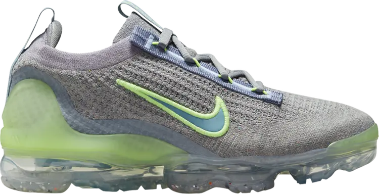 

Кроссовки Nike Air VaporMax 2021 Flyknit GS 'Grey Light Liquid Lime', серый