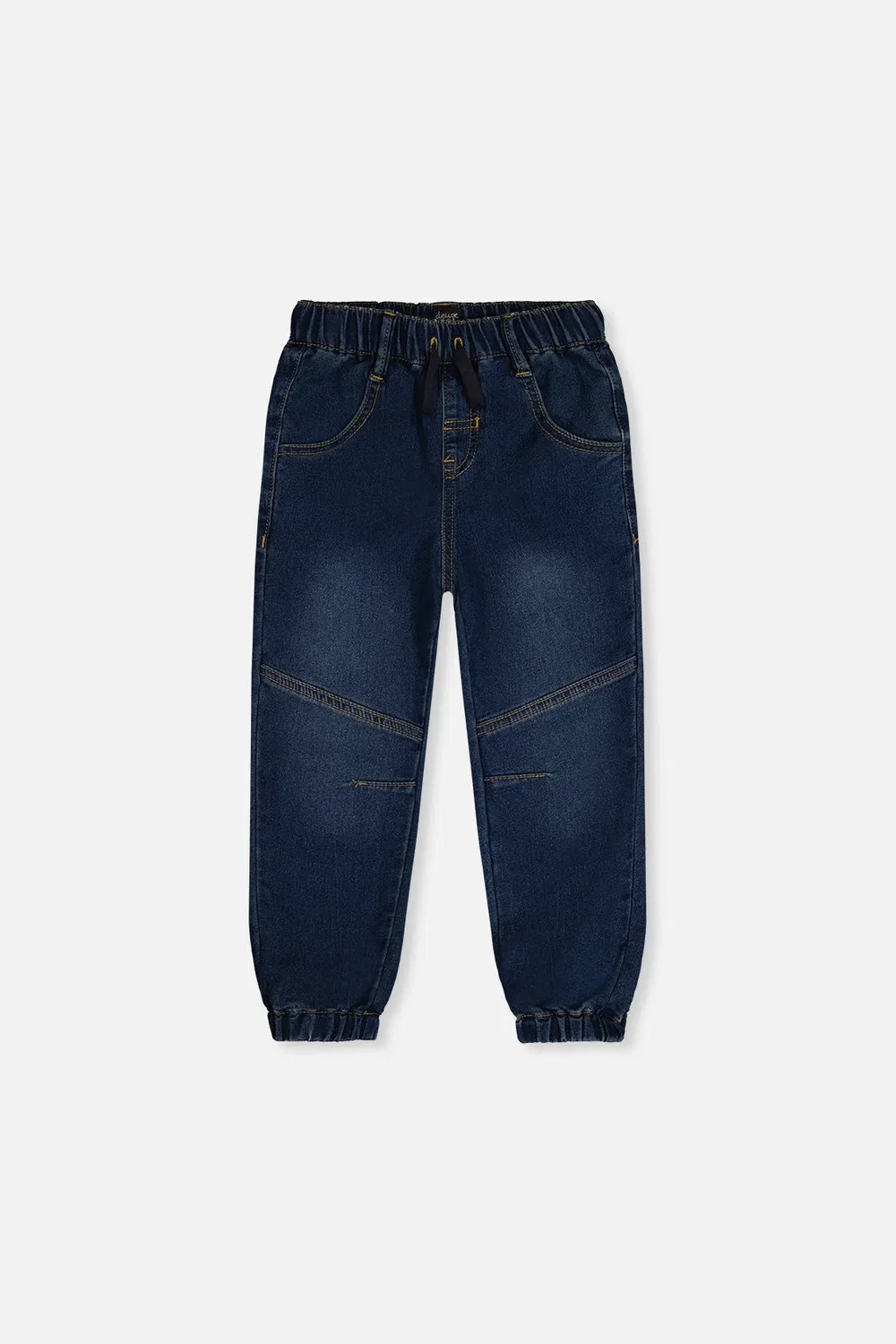 Детские джоггеры из футера с эффектом денима на резинке Boys Must-Haves Deux par Deux, Navy Blue Denim