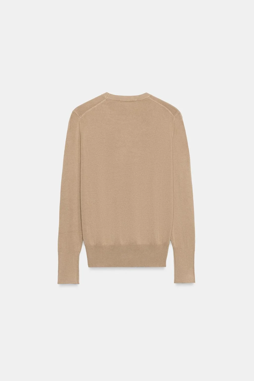 Джемпер Zara базовый трикотажный, светло-коричневый — фото 4