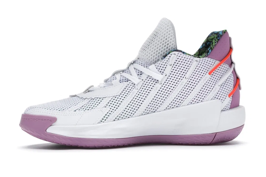 Детские кроссовки для мальчиков с принтом Adidas Dame 7 Toy Story Buzz Lightyear, Cloud White/Signal Green/Solar Red — фото 3