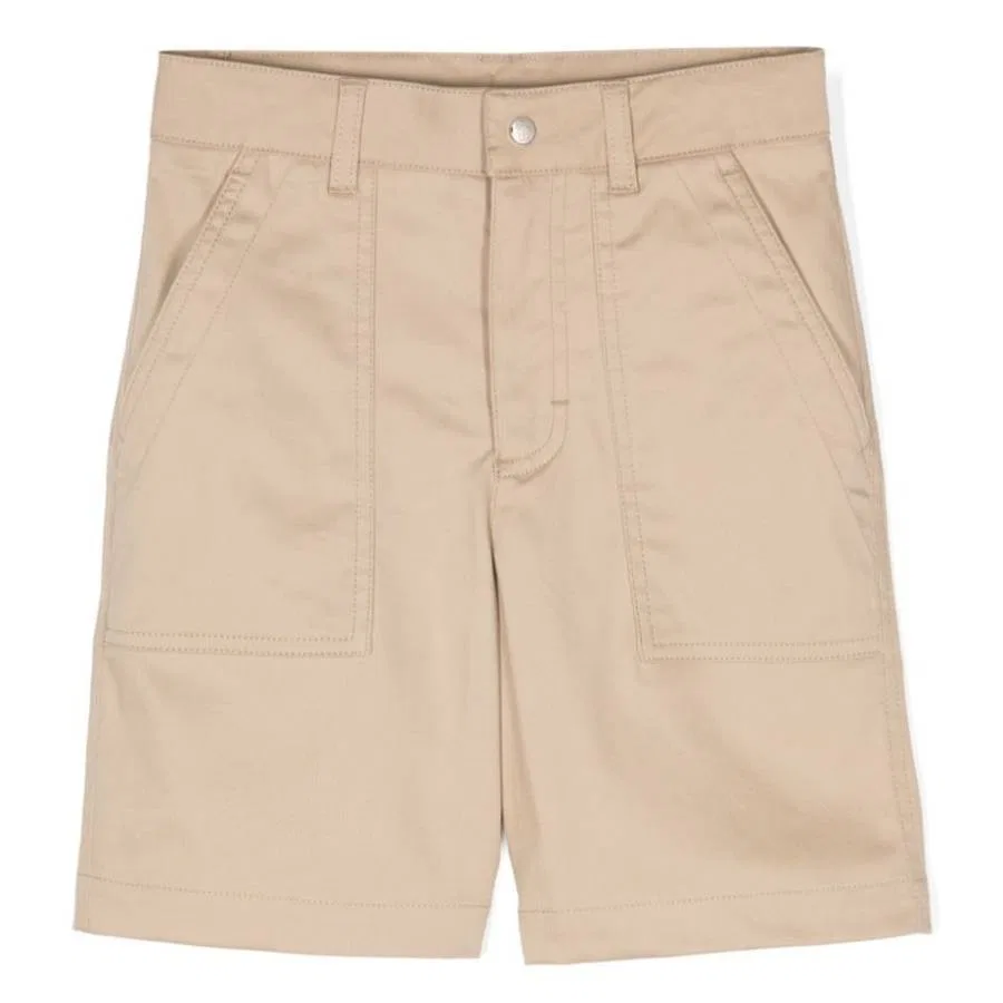 Шорты-бермуды из стрейч-габардина Kids Stretch Gabardine Bermuda Shorts Moncler, Beige