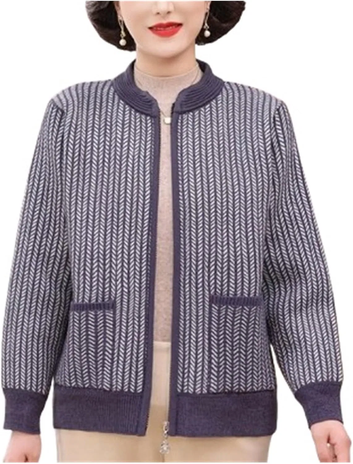 Женский кардиган с принтом Grandma Winter Velvet, Purple No Fleece