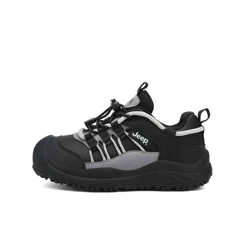 Детские кроссовки Jeep с верхом из черно-серой кожи, модель Kids' Outdoor Shoes, цвет Black Gray-Leather Upper