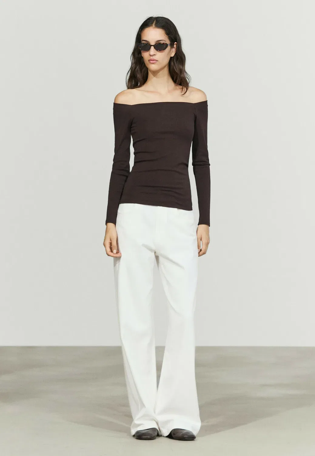 Топ с длинными рукавами Massimo Dutti, Dark Brown — фото 2