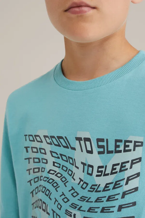 Комплект пижамы с принтом Set, We Fashion, Ice Blue, синий