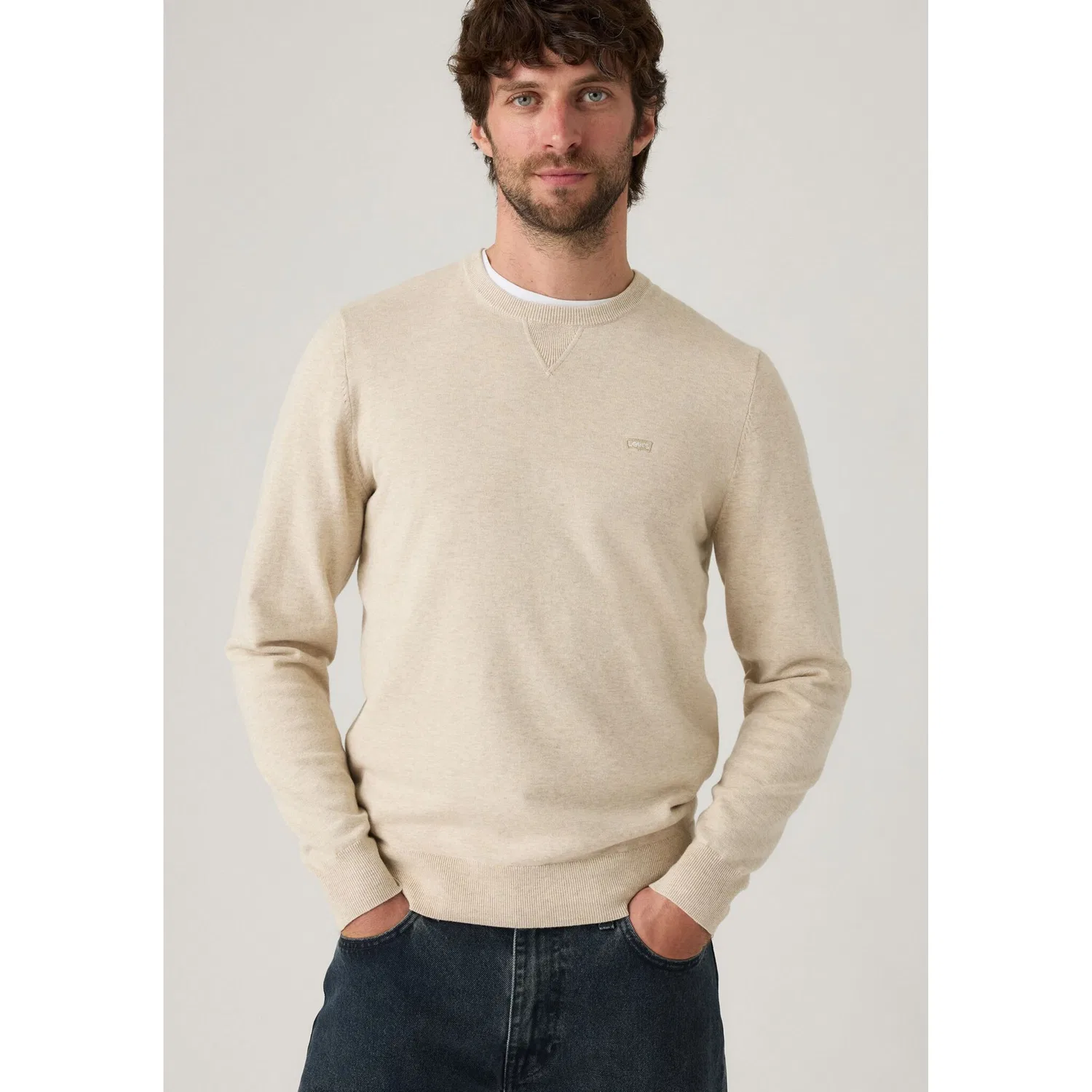 Мужской джемпер с круглым вырезом Lightweight HM Sweater Levi's, White Peppercorn — фото 2