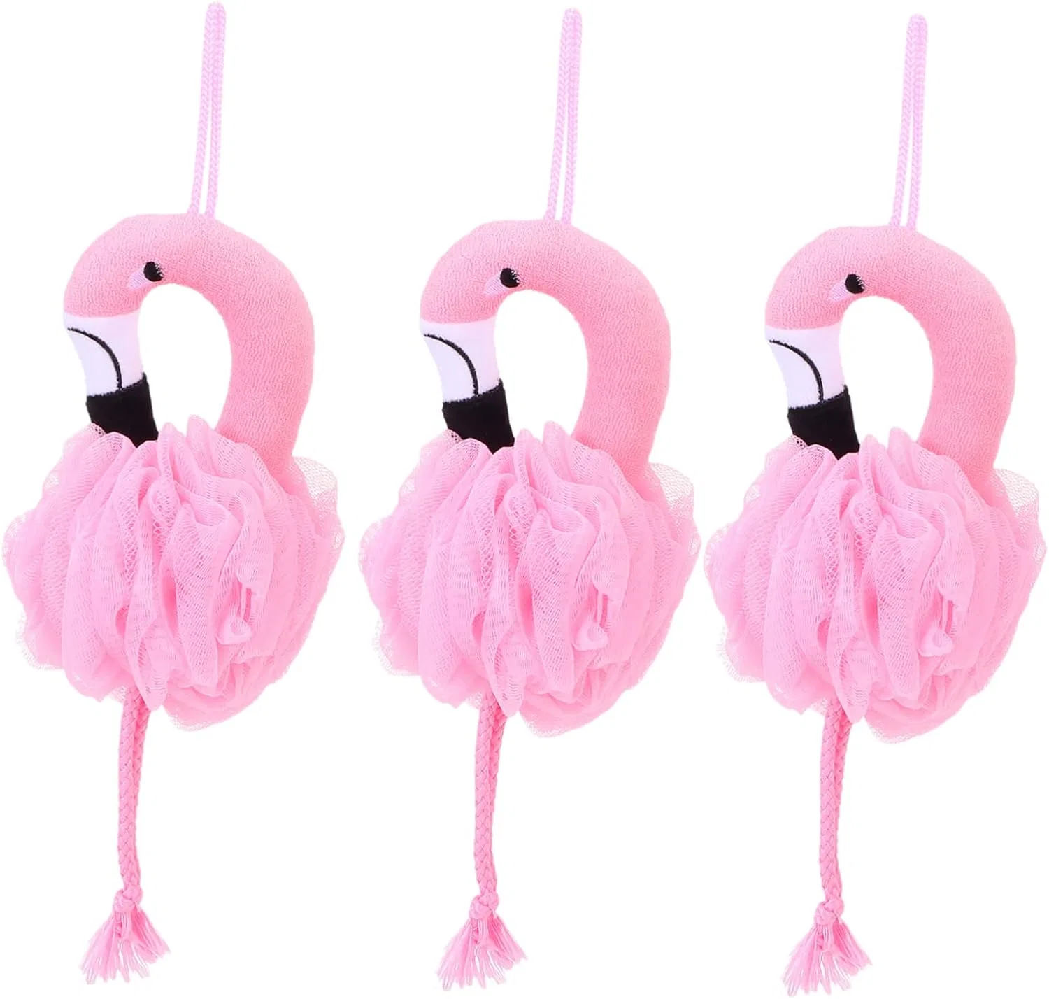 Мочалка для душа Flamingo, VICASKY, 3 шт, 26x12x9 см, Розовый