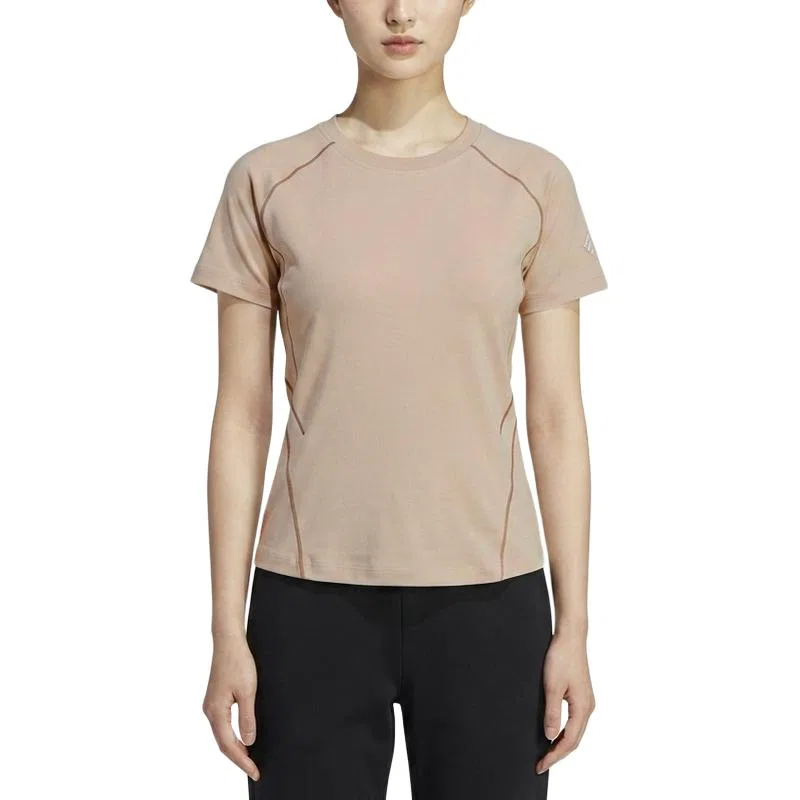 Женская футболка с круглым вырезом, прямого кроя, Adidas, Beige/Black