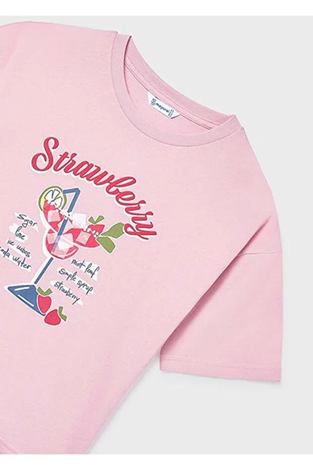 Детская футболка для девочек с принтом Summer Girl's Printed Tshirt Mayoral, Pink — фото 4