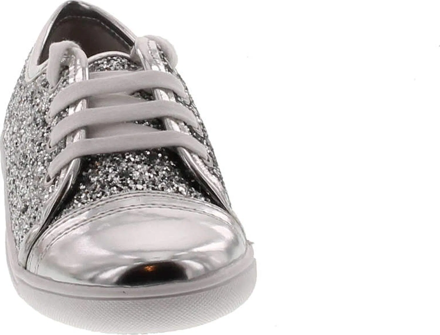 Детские кроссовки для девочек со шнуровкой Rachel Girls Lucie Fashion Lace Up Glitz Sneakers Rachel Shoes, Silver — фото 4