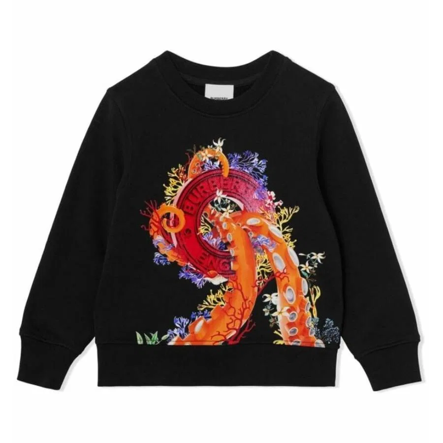 Свитшот с принтом Kids Coral Graphic Logo Burberry, Black