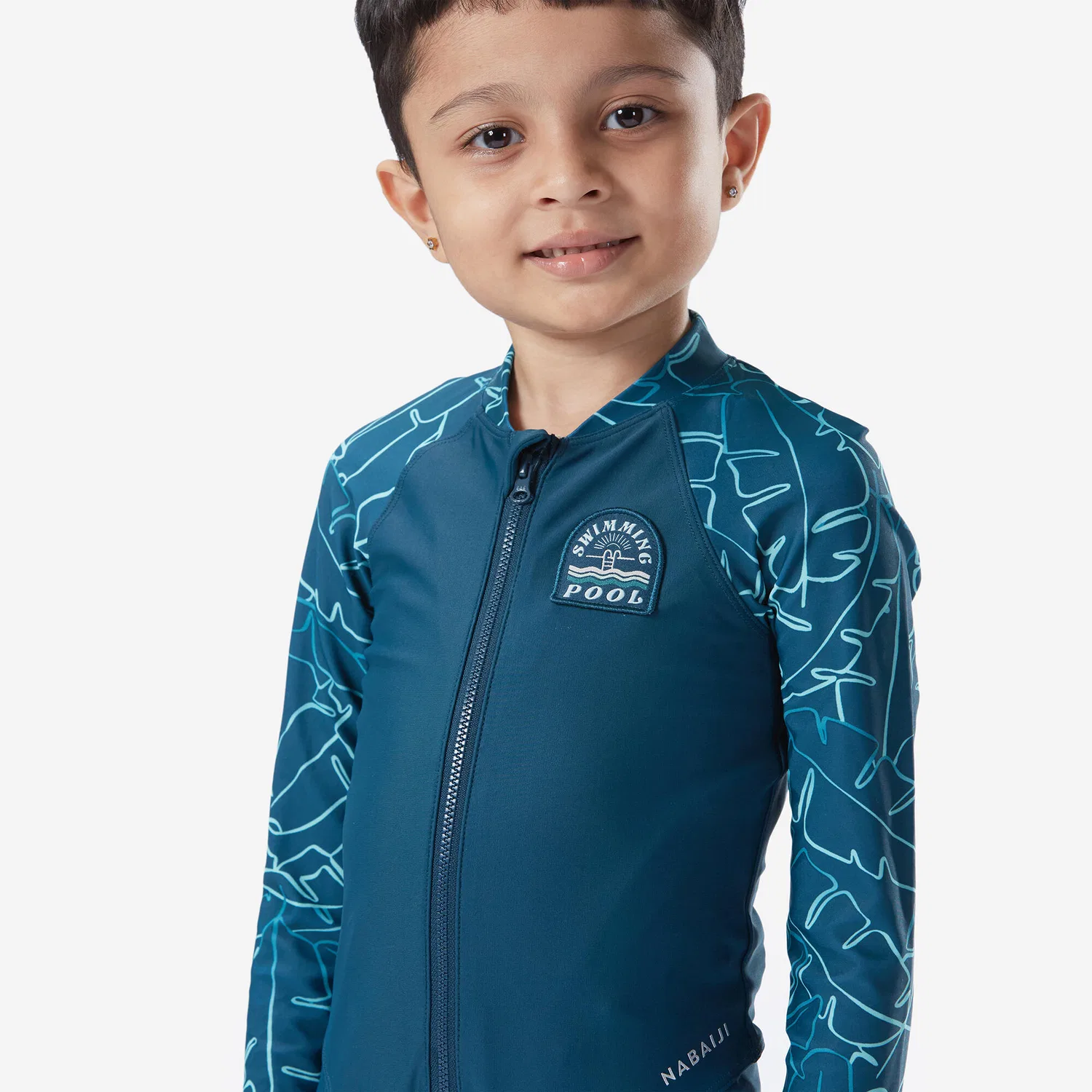 Детский плавательный костюм с длинным рукавом UV-Schutz 100 Bana Decathlon, Blaugrun — фото 2