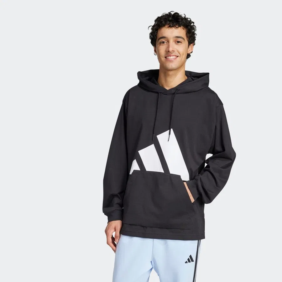 Худи с капюшоном с длинным рукавом adidas Sportswear IN6183 Essentials Big Logo Single Jersey Hoodie, Черный