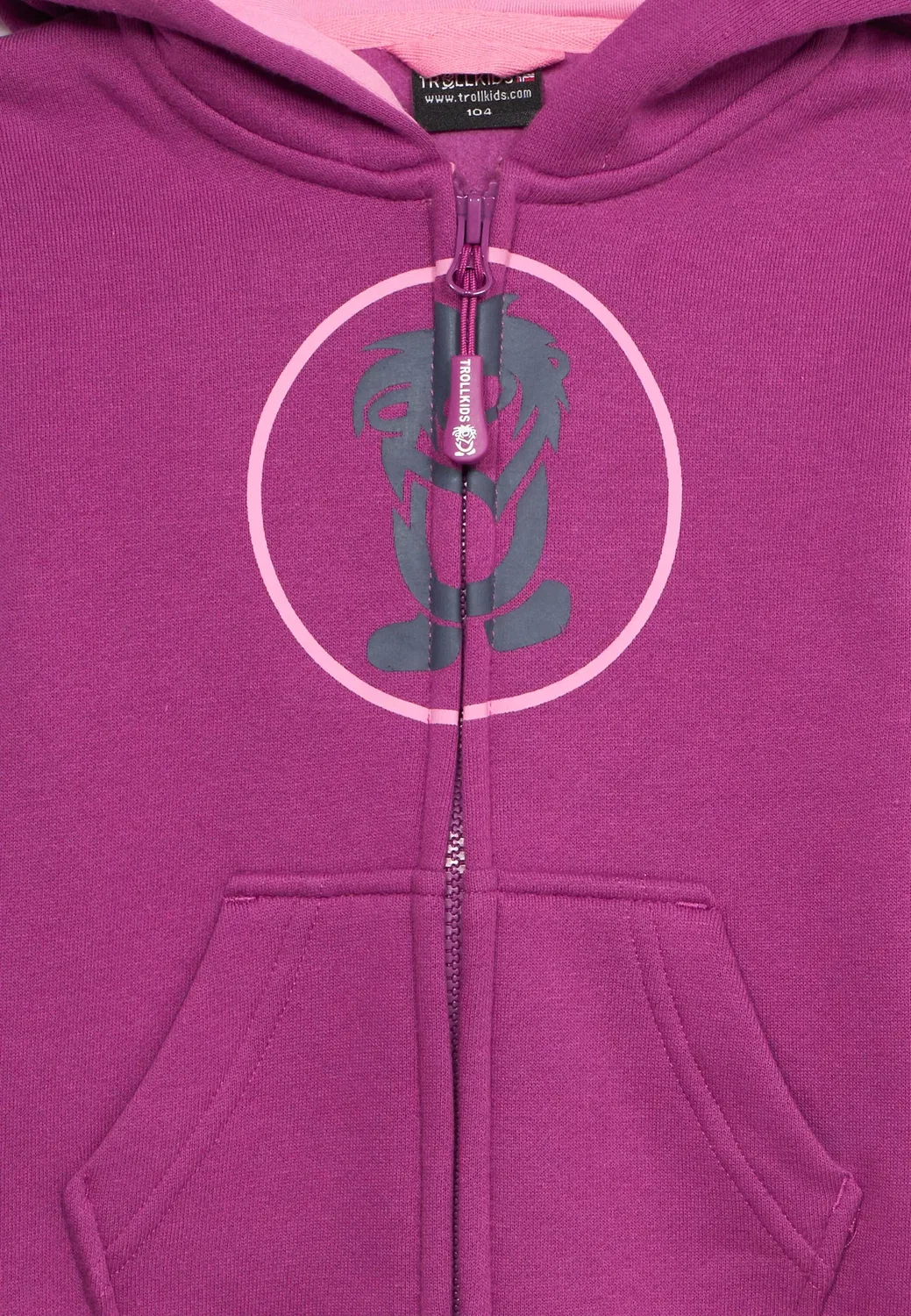 139 унисекс - толстовка на молнии Trollkids, Fresh Berry/Candy Pink — фото 4