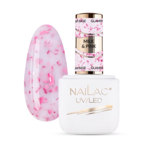 

Молочно-розовая каучуковая основа, 7 мл Nailac Glammy base, цвет milk&pink