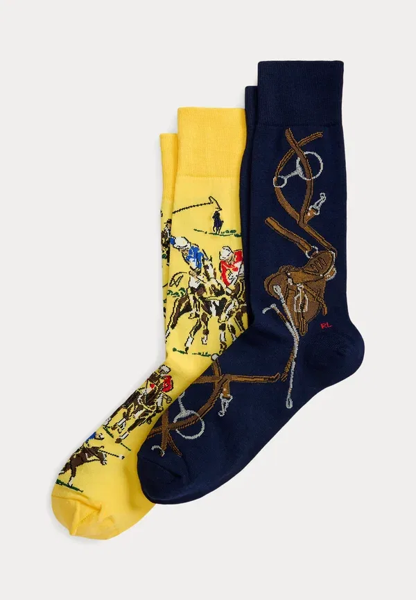 Носки 2-комплект хлопок Equestrian trouser sock Polo Ralph Lauren, Yellow, Dark Blue, темно-синий/желтый