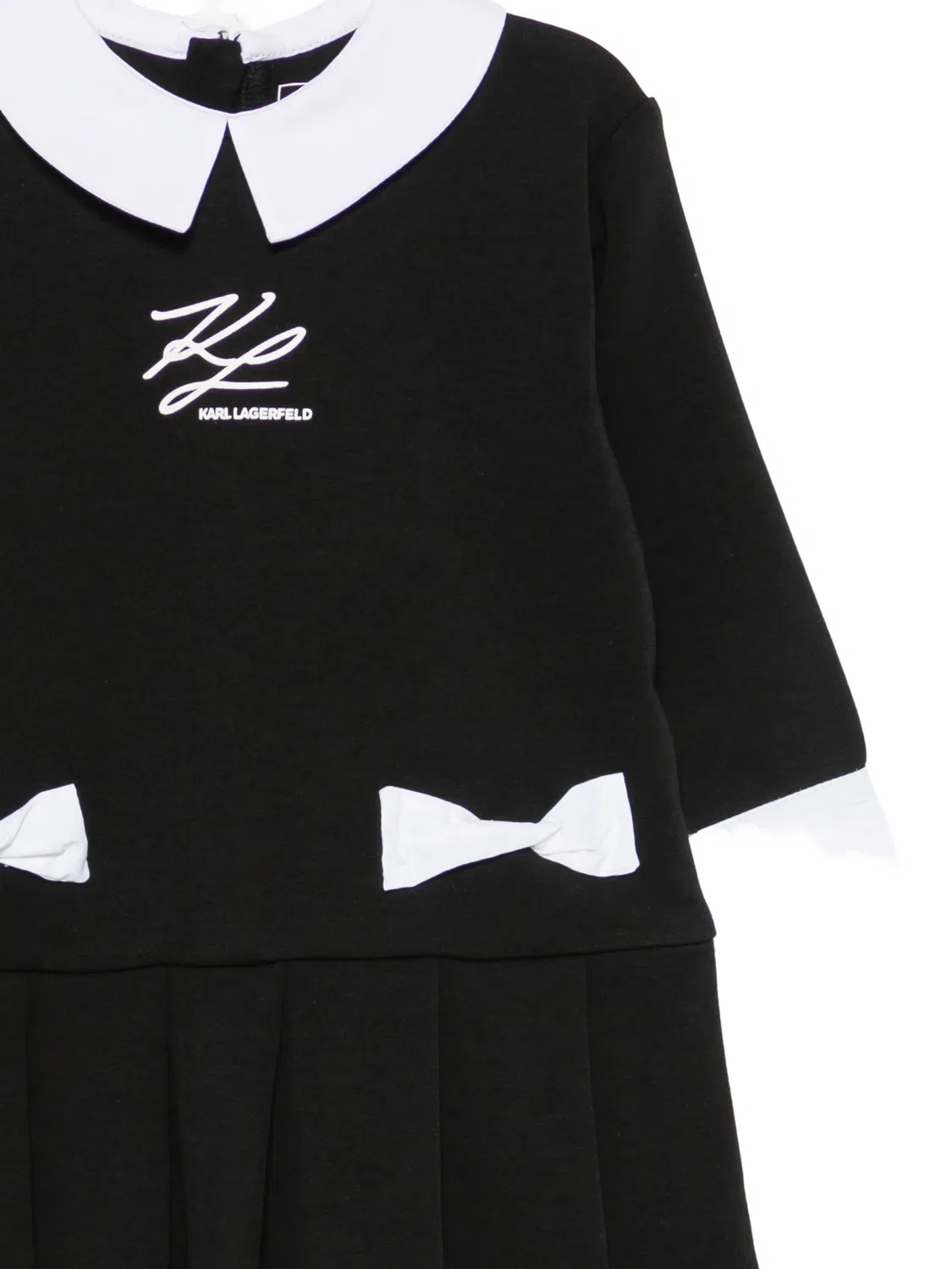 Плиссированное платье с бантом Karl Lagerfeld Kids, черный — фото 3