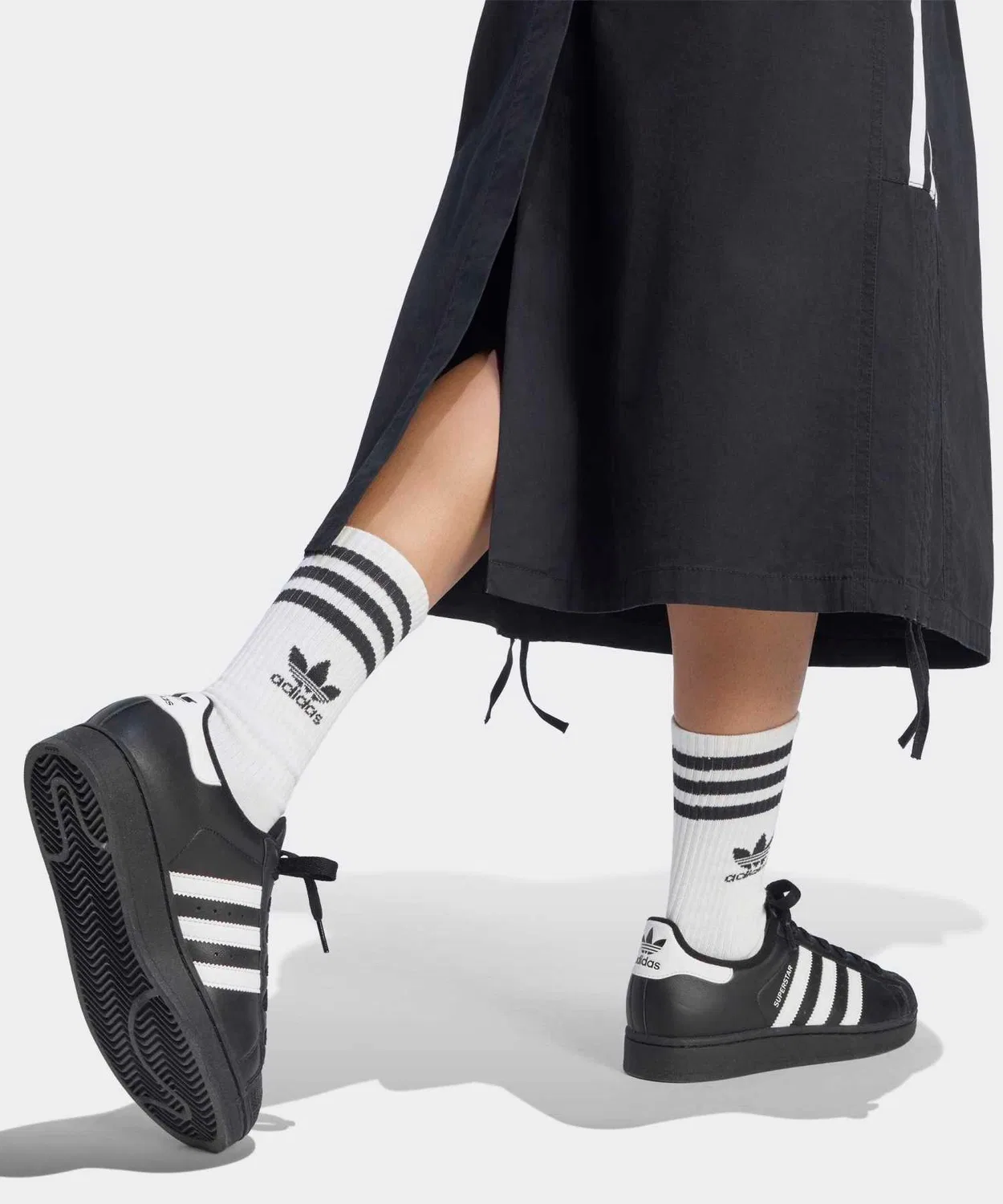 Женская юбка-парашют из хлопка Adidas Originals, Black — фото 4