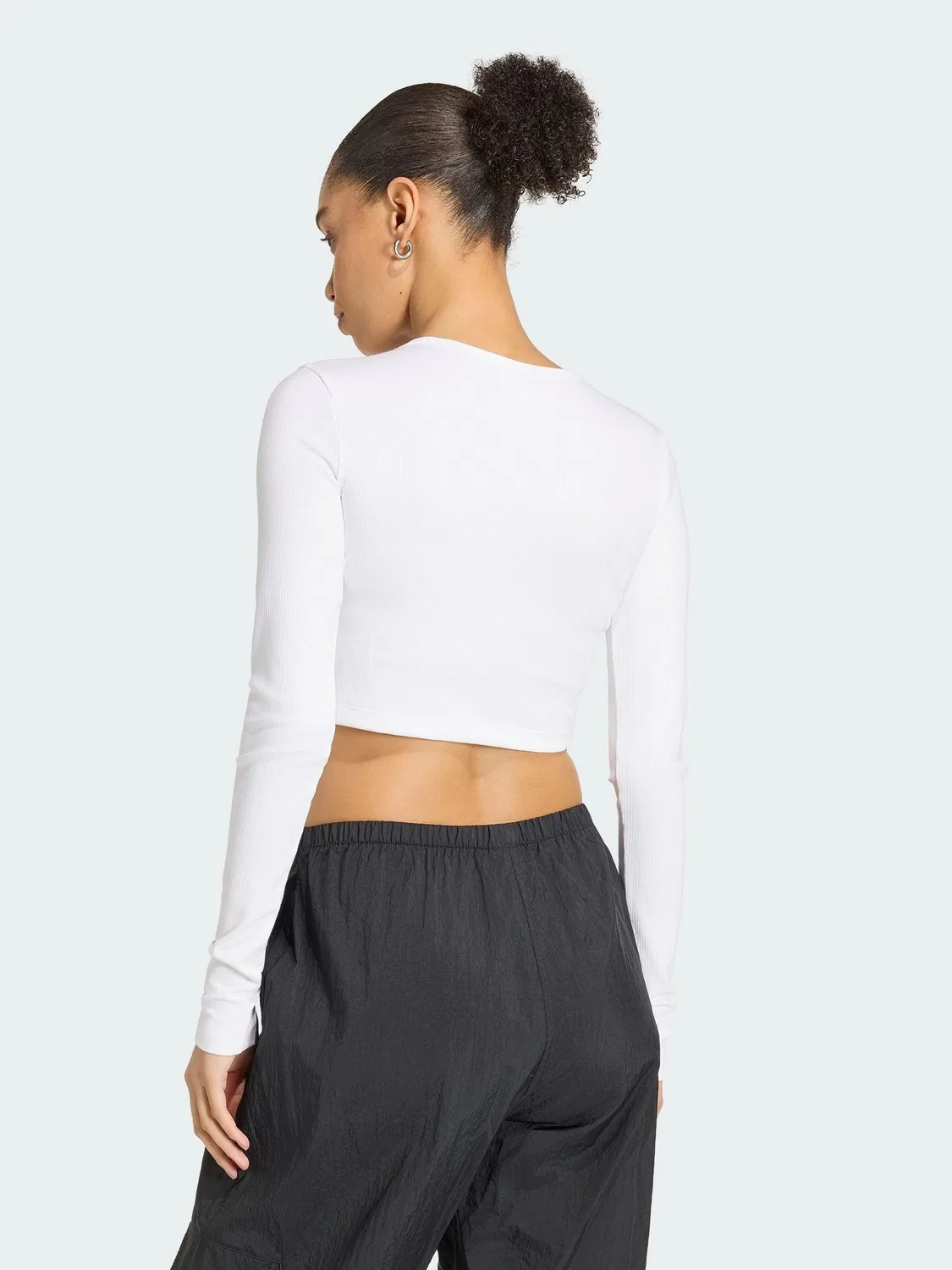Футболка с длинным рукавом Essentials Rib Cropped, adidas Originals, белый — фото 3