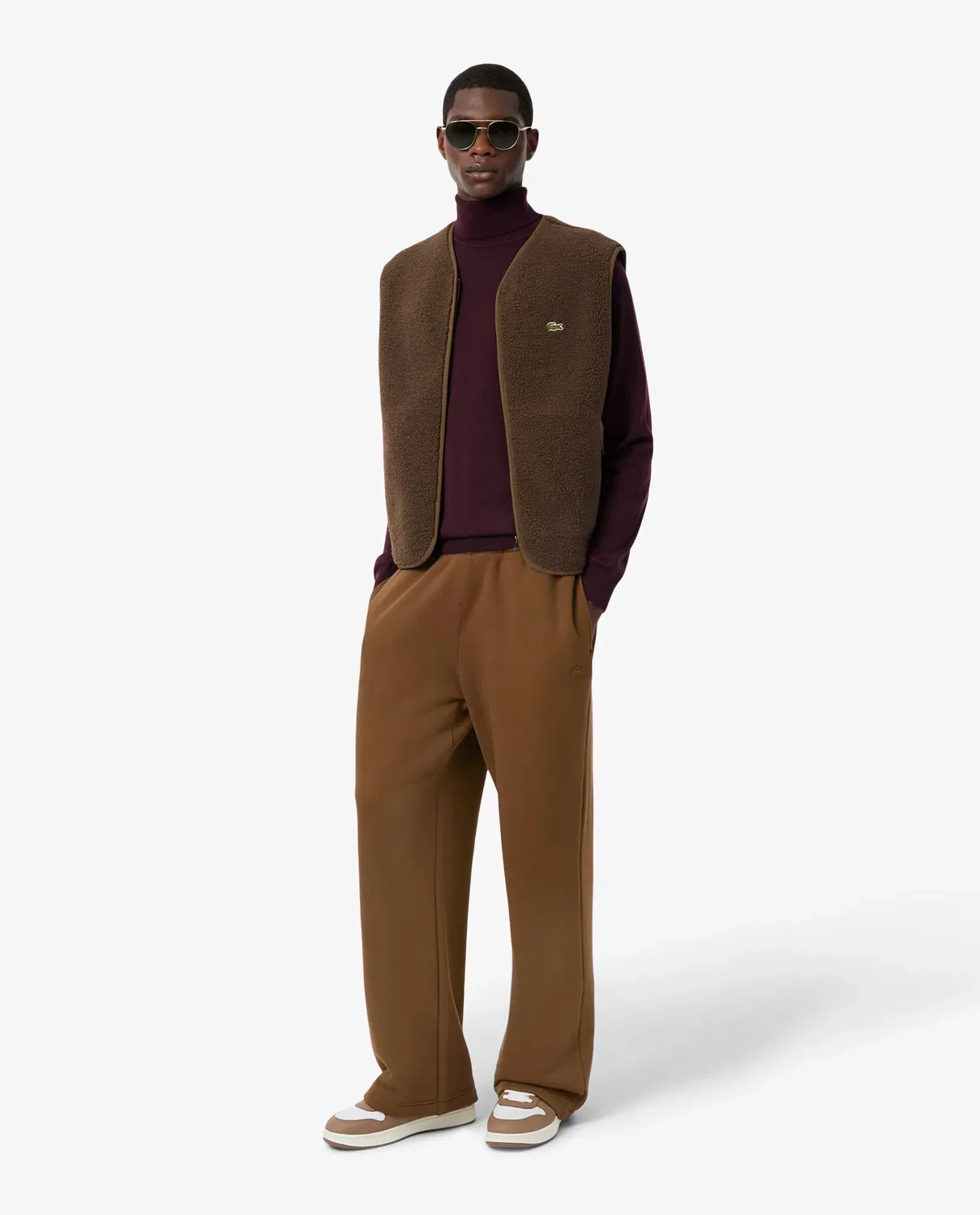 Мужские джоггеры из футера свободного кроя Lacoste, Marrón — фото 4