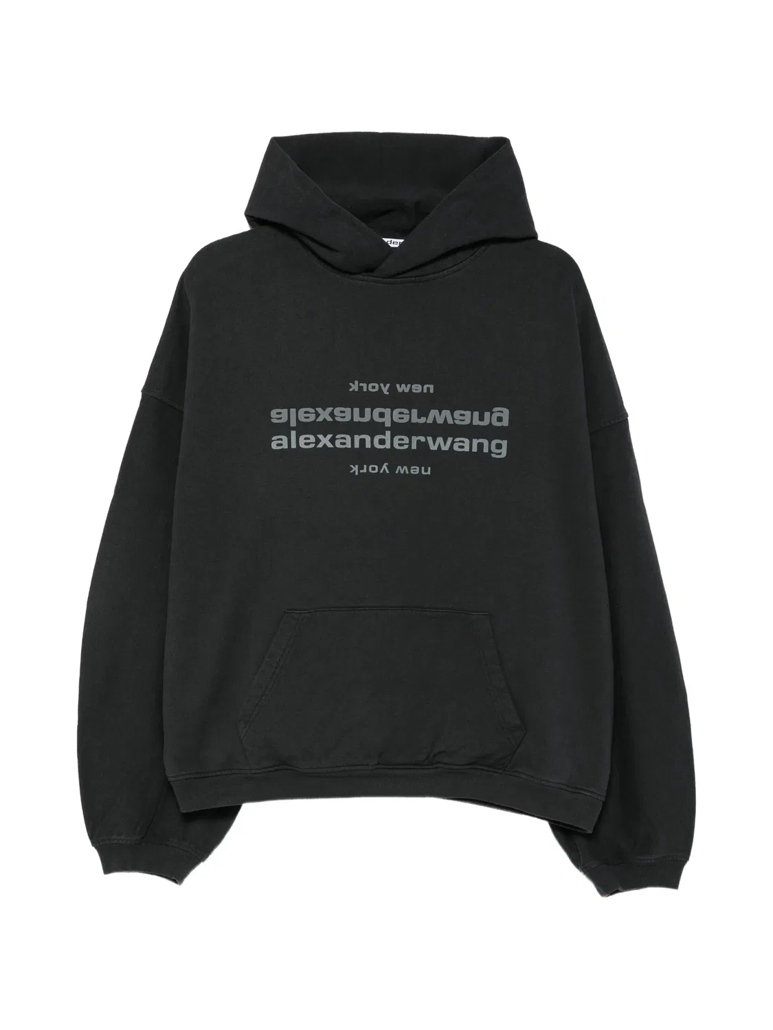 Хлопковое худи с логотипом Alexander Wang, черный