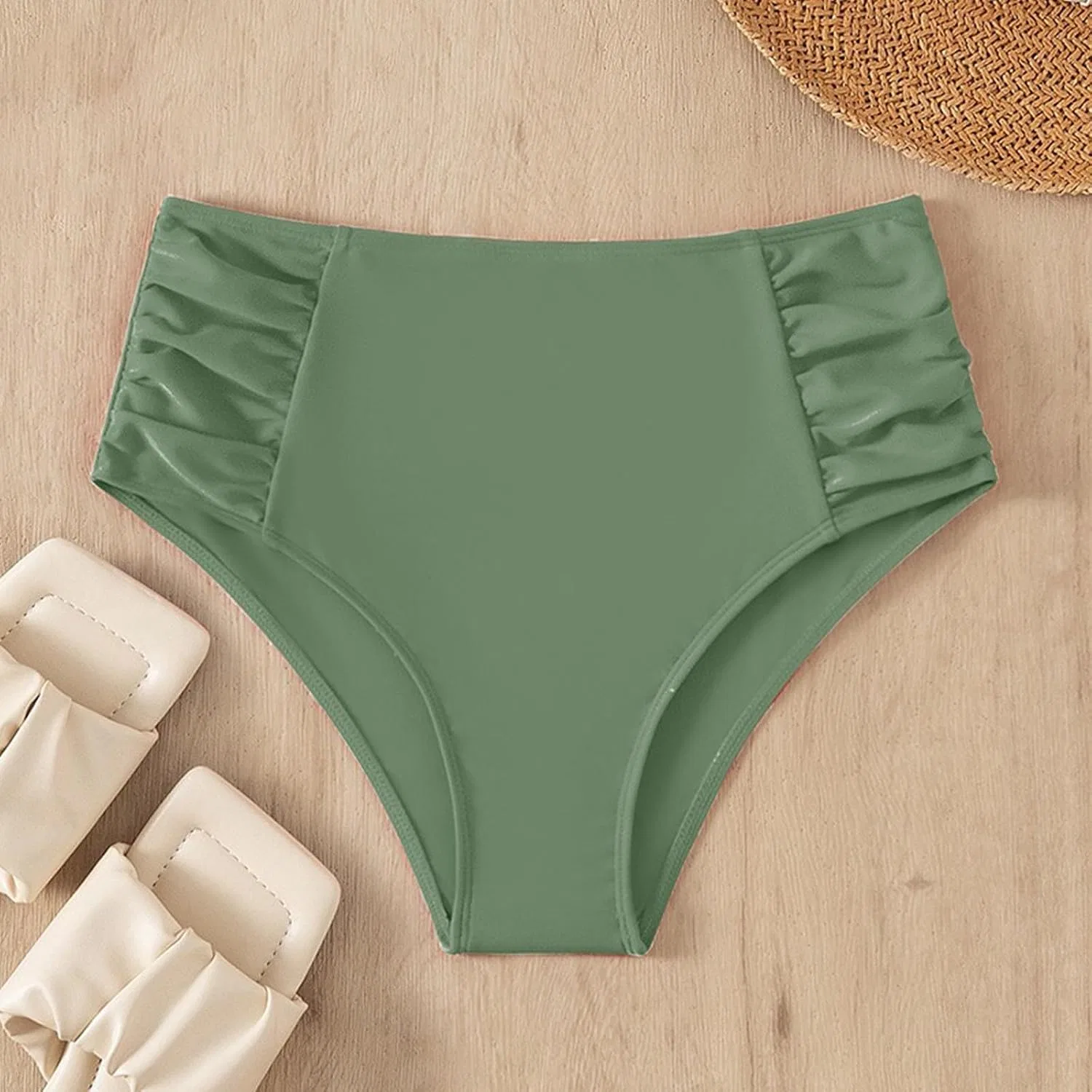 Женские плавательные шорты с завышенной талией Generic, Green — фото 3