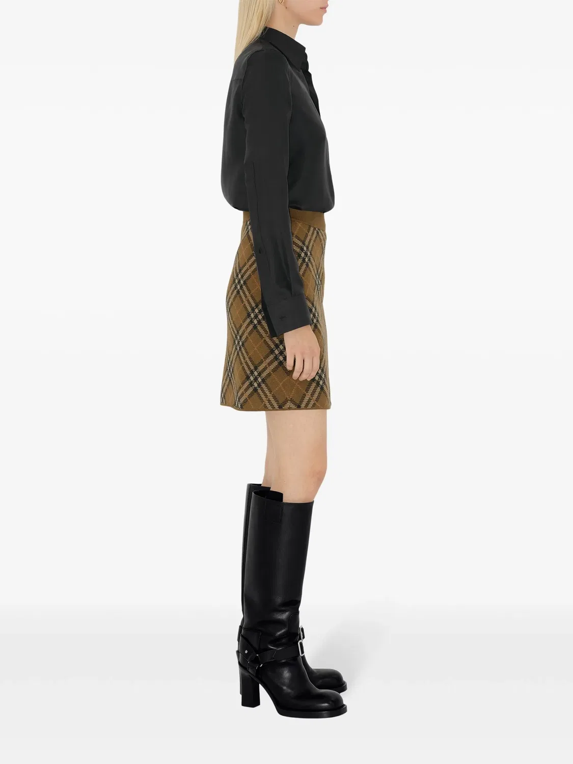 Мини-юбка с узором nova check Burberry, бежевый/мультиколор — фото 3