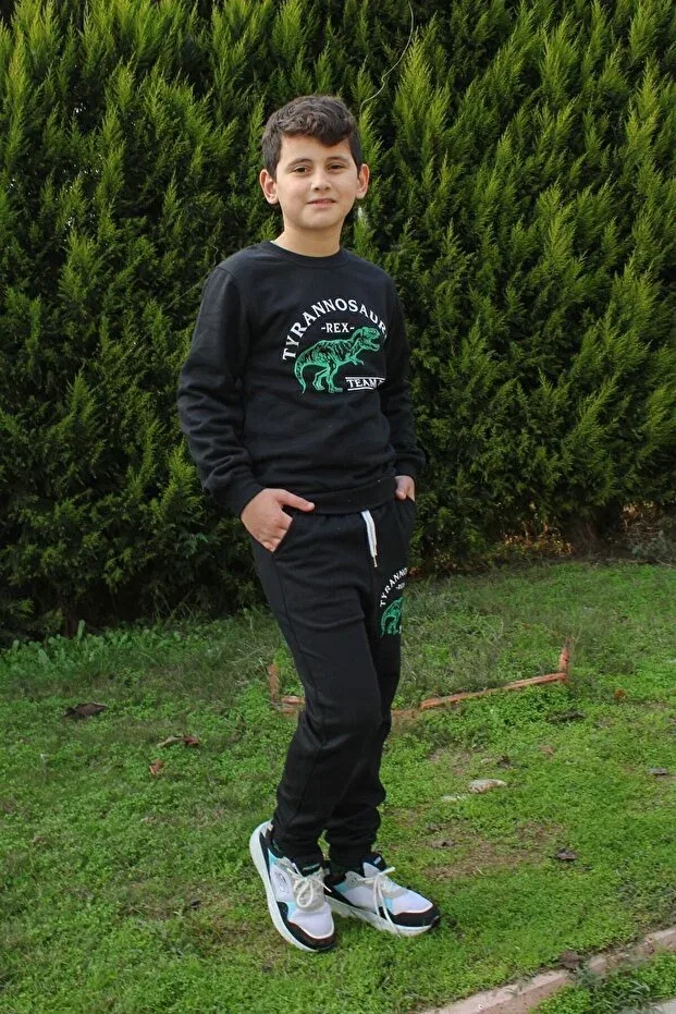 Детский для мальчиков комплект спортивного костюма Trex printed Fyk Kids, Black — фото 3