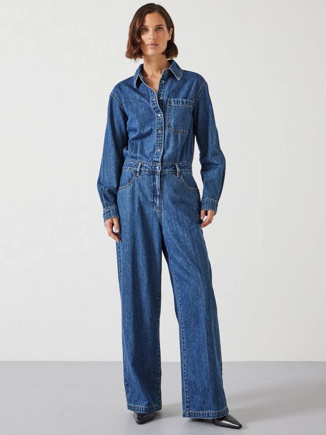 

Эвелин джинсовый комбинезон с широкими штанинами HUSH, средний синий