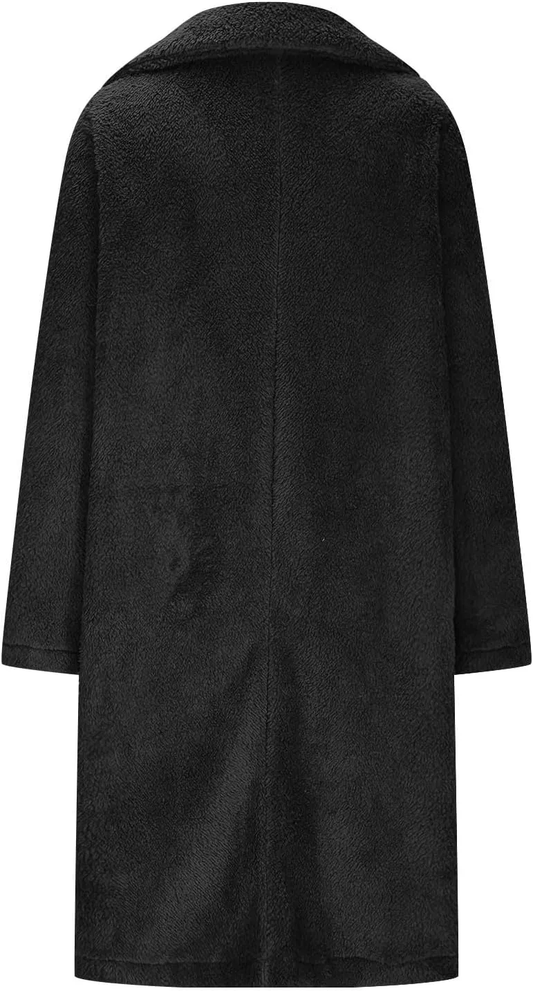 Женское пальто-кардиган из флиса, модель Fuzzy Cardigans, чёрный — фото 4